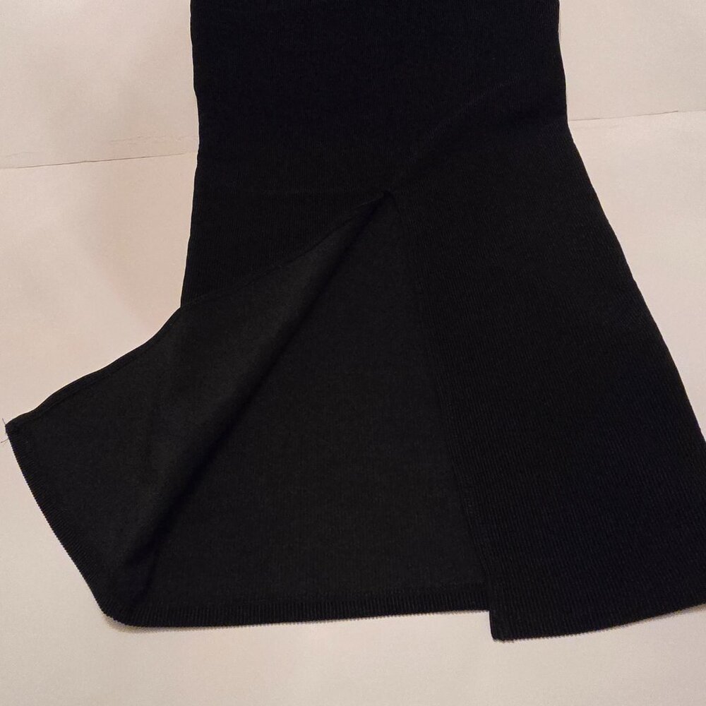 Spandex Dress Black Ribbed Sheath Sleeveless Heart to Hips Women's Medium 1990s - Picture 8 of 10